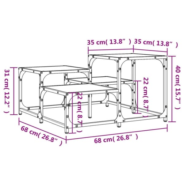vidaXL Soffbord rökfärgad ek 68x68x40 cm konstruerat trä