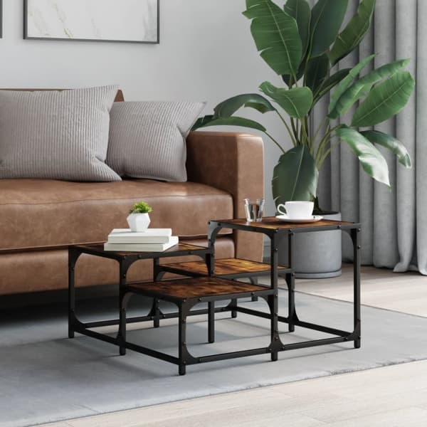 vidaXL Soffbord rökfärgad ek 68x68x40 cm konstruerat trä