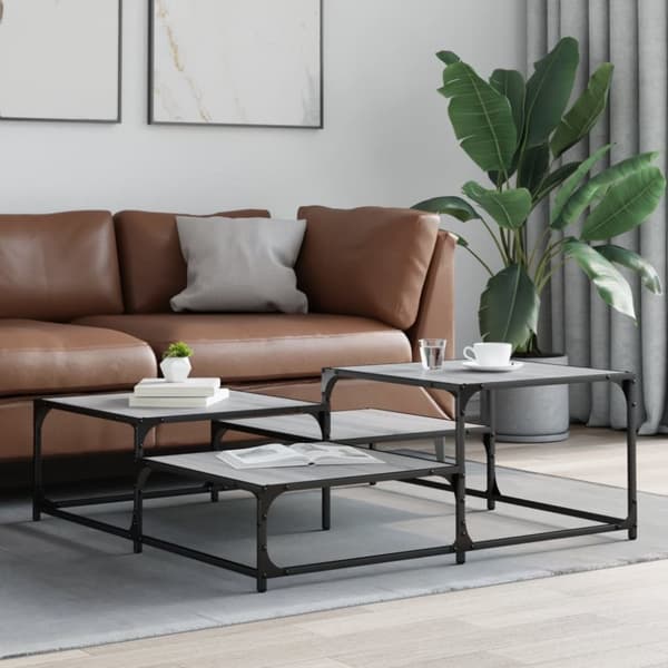 vidaXL sofabord 107x107x40 cm konstrueret træ grå sonoma-eg