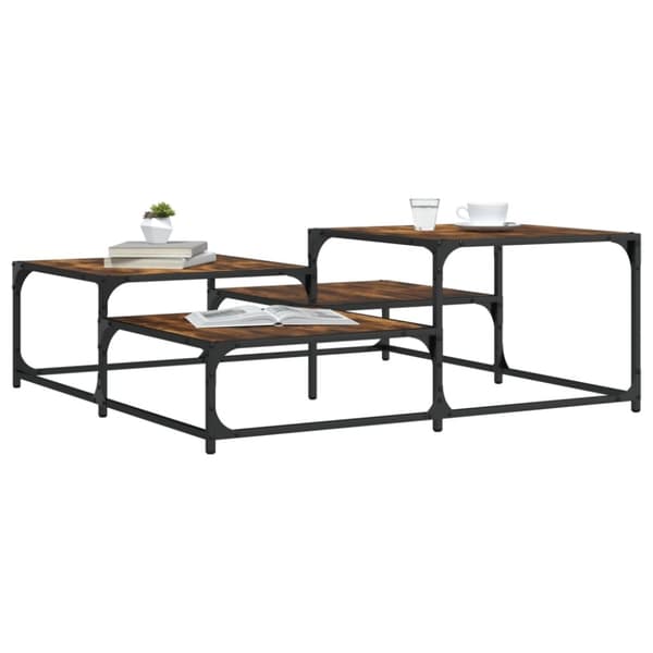 vidaXL Sohvapöytä savutammi 107x107x40 cm tekninen puu