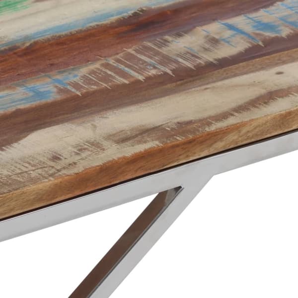 vidaXL Soffbord silver rostfritt stål och massivt återvunnet trä