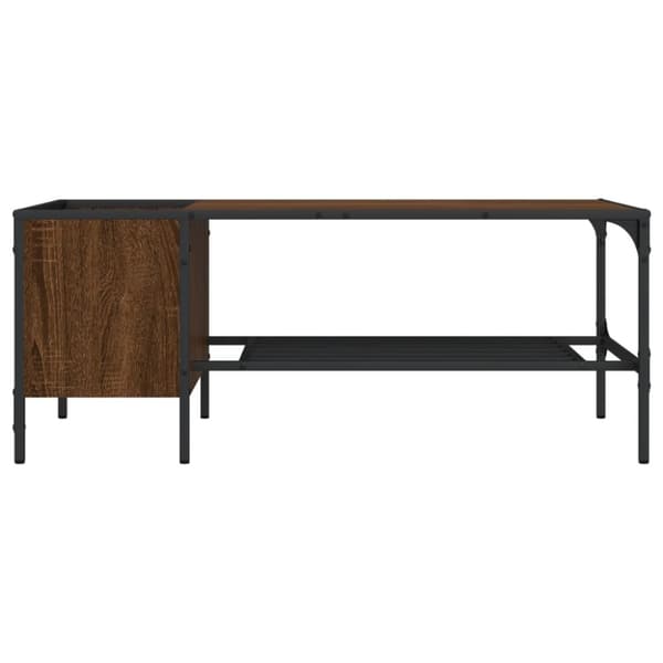 vidaXL Soffbord med hylla brun ek 100x51x40 cm konstruerat trä