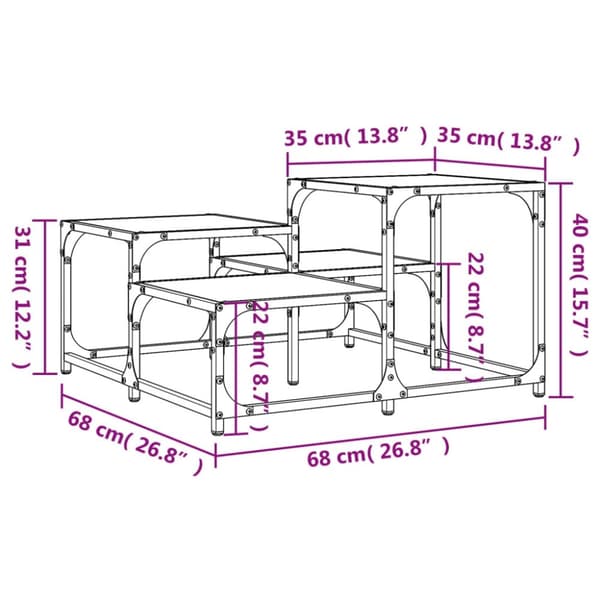 vidaXL Soffbord sonoma-ek 68x68x40 cm konstruerat trä