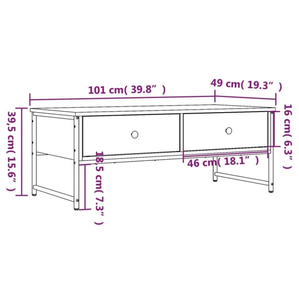 vidaXL Soffbord rökfärgad ek 101x49x39,5 cm konstruerat trä