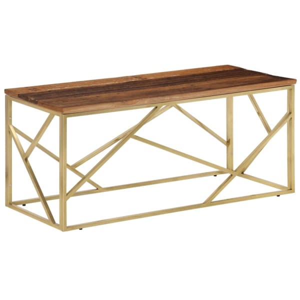 vidaXL Soffbord guld rostfritt stål och massivt trä
