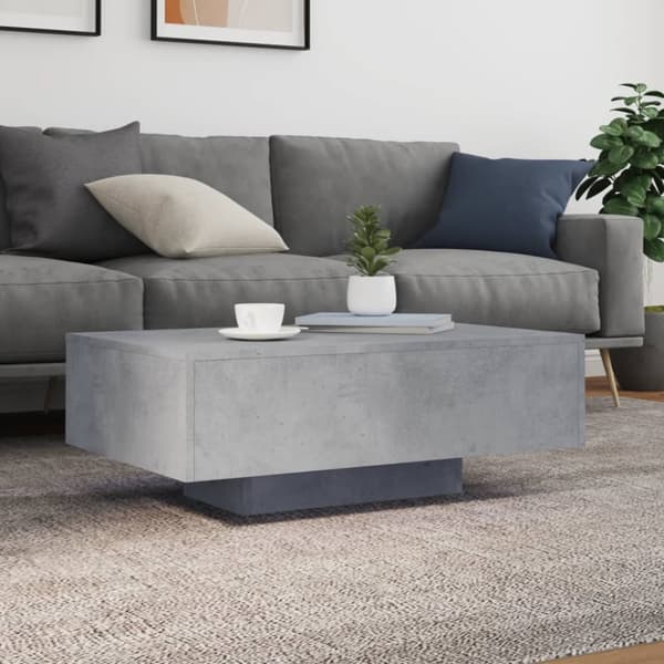 vidaXL Salongbord med LED-lys betonggrå 85x55x31 cm