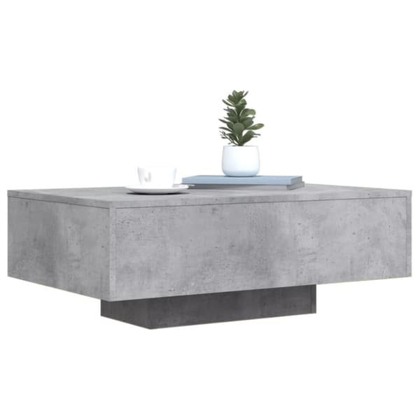 vidaXL Salongbord med LED-lys betonggrå 85x55x31 cm