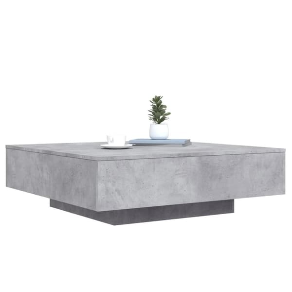 vidaXL Salongbord med LED-lys betonggrå 100x100x31 cm