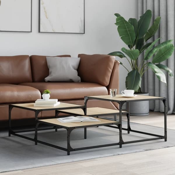 vidaXL sofabord 107x107x40 cm konstrueret træ sonoma-eg