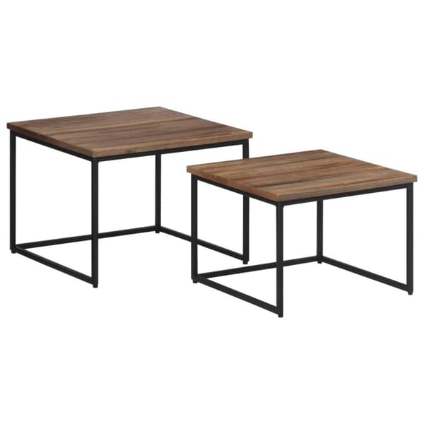 vidaXL Stablebare sofabord 2 stk heltre teak