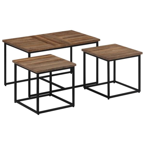 vidaXL Satsbord 3 delar massiv teak