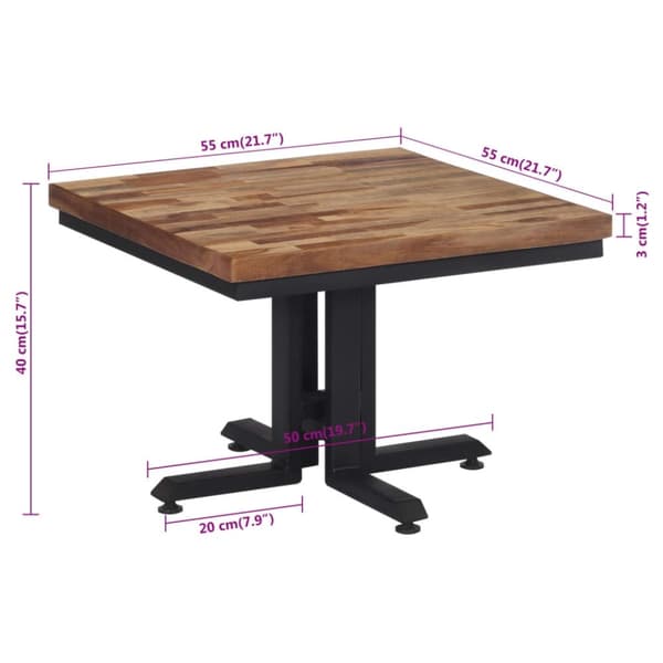 vidaXL Soffbord 55x55x40 cm massiv återvunnen teak
