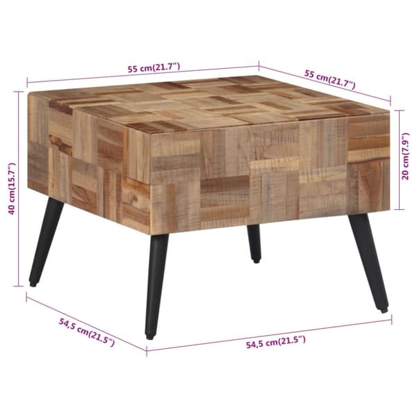 vidaXL sofabord 55x55x40 cm massivt genbrugsteak grå
