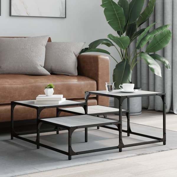 vidaXL Sohvapöytä harmaa Sonoma 87,5x87,5x40 cm tekninen puu