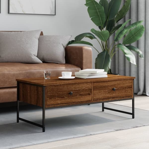 vidaXL Sohvapöytä ruskea tammi 101x49x39,5 cm tekninen puu