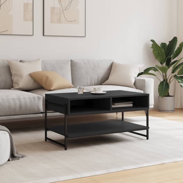 vidaXL Soffbord svart 90x50x45 cm konstruerat trä