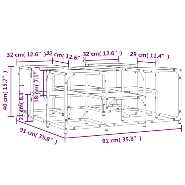vidaXL sofabord 91x91x40 cm konstrueret træ sonoma-eg