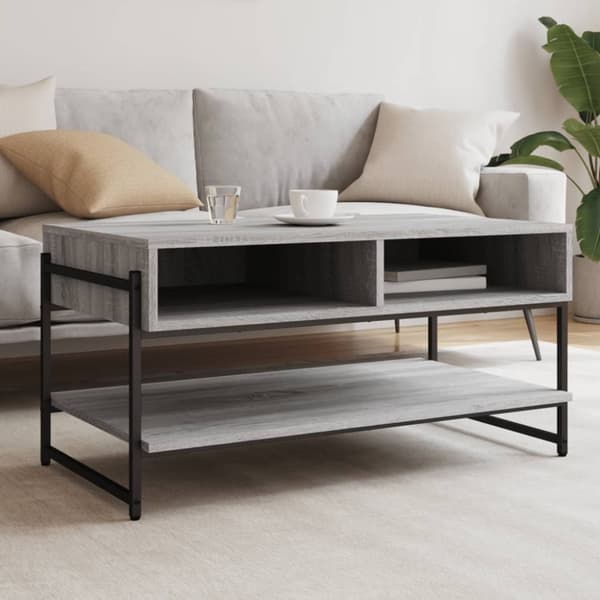 vidaXL Sohvapöytä harmaa Sonoma 90x50x45 cm tekninen puu