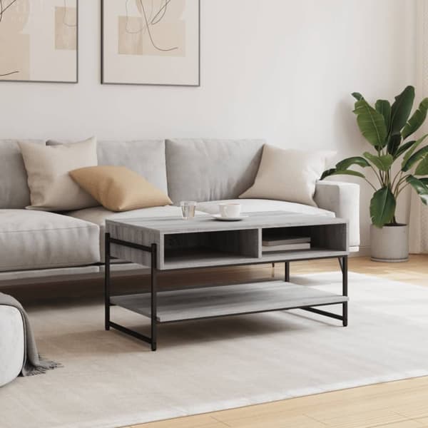 vidaXL Sohvapöytä harmaa Sonoma 90x50x45 cm tekninen puu