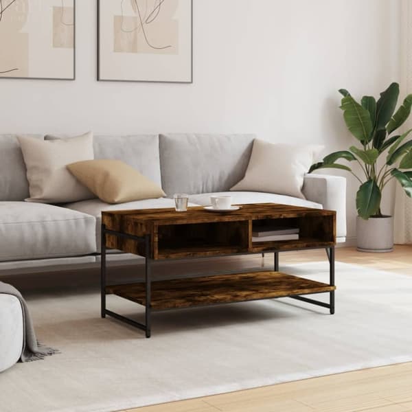 vidaXL sofabord 90x50x45 cm konstrueret træ røget egetræsfarve