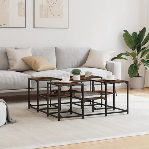 vidaXL Salongbord røkt eik 91x91x40 cm konstruert tre