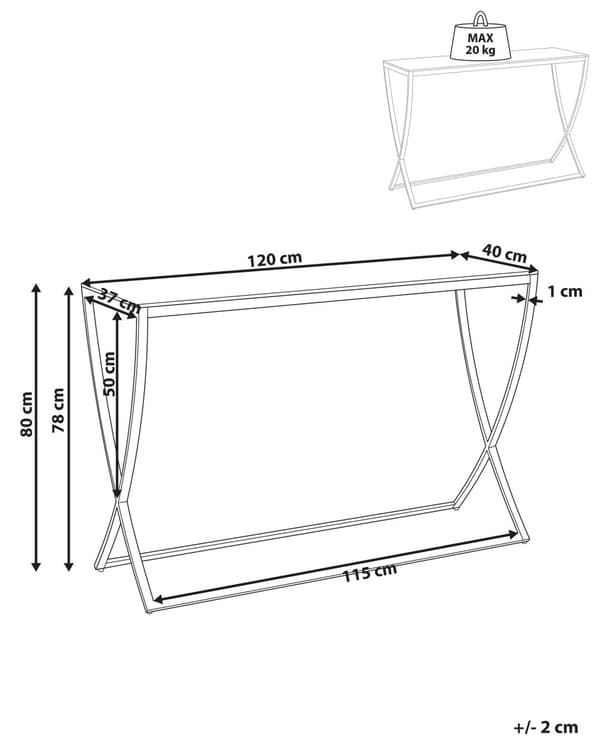 Konsollbord med glassplate og gullfarget ramme i rustfritt stål Glamour stil Chic blank finish