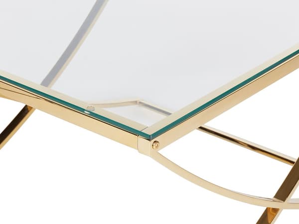 Soffbord med Bordsskiva i Glas Guld Rostfritt Stål Glamour Stil Chic Blank Finish Vardagsrum