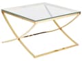 Miniatyrbild 1 av 7: Soffbord med Bordsskiva i Glas Guld Rostfritt Stål Glamour Stil Chic Blank Finish Vardagsrum