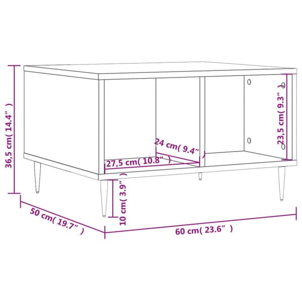 Soffbord rökfärgad ek 60x50x36,5 cm konstruerat trä