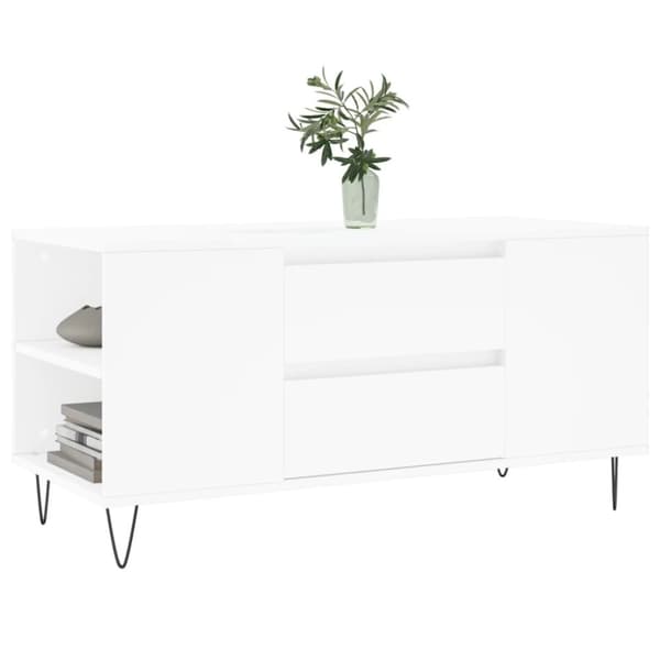 Sohvapöytä valkoinen 102x44,5x50 cm tekninen puu