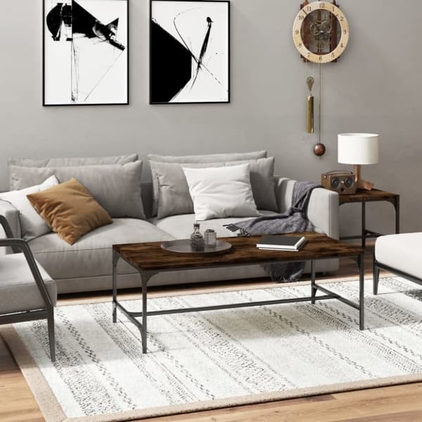 Soffbord rökfärgad ek 100x50x35 cm konstruerat trä