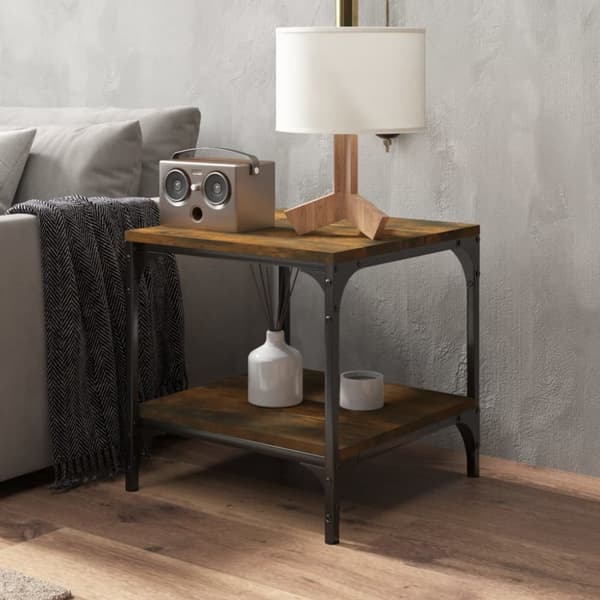 Soffbord 2 st rökfärgad ek 40x40x40 cm konstruerat trä