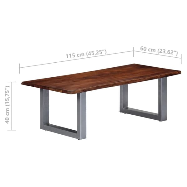 Soffbord med levande kanter 115x60x40 cm massivt akaciaträ