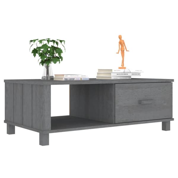 sofabord HAMAR 100x55x35 cm massivt fyrretræ mørkegrå
