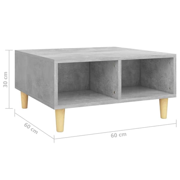 Sohvapöytä betoninharmaa 60x60x30 cm lastulevy