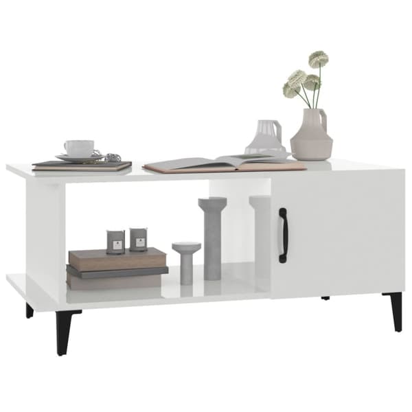 Soffbord vit högglans 90x50x40 cm konstruerat trä