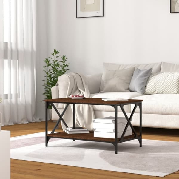 Soffbord brun ek 80x50x40 cm konstruerat trä och järn