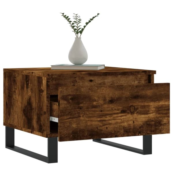 Soffbord 2 st rökfärgad ek 50x46x35 cm konstruerat trä