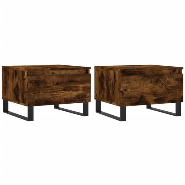 Soffbord 2 st rökfärgad ek 50x46x35 cm konstruerat trä