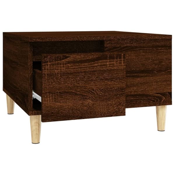 sofabord 55x55x36,5 cm konstrueret træ brun egetræsfarve