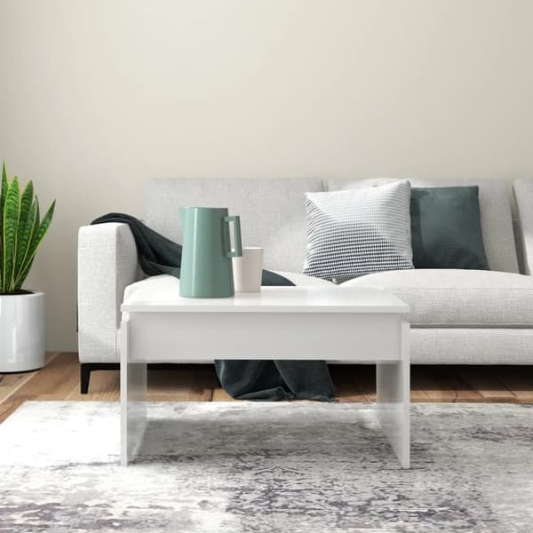 Soffbord vit högglans 68x50x38 cm konstruerat trä