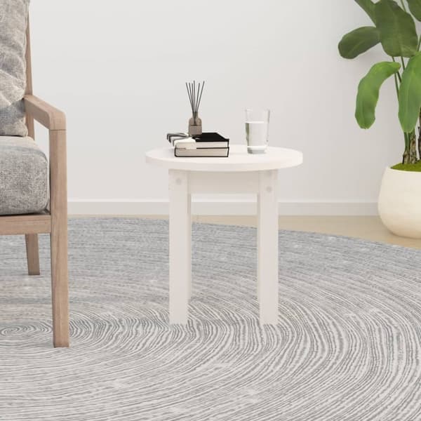 sofabord Ø 35x35 cm massivt fyrretræ hvid