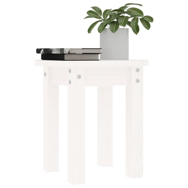 sofabord Ø 35x35 cm massivt fyrretræ hvid