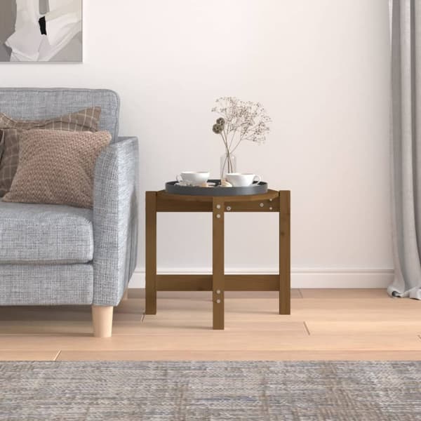 Soffbord honungsbrun Ø 52,5x45 cm massiv furu
