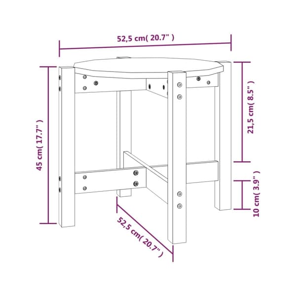Soffbord honungsbrun Ø 52,5x45 cm massiv furu