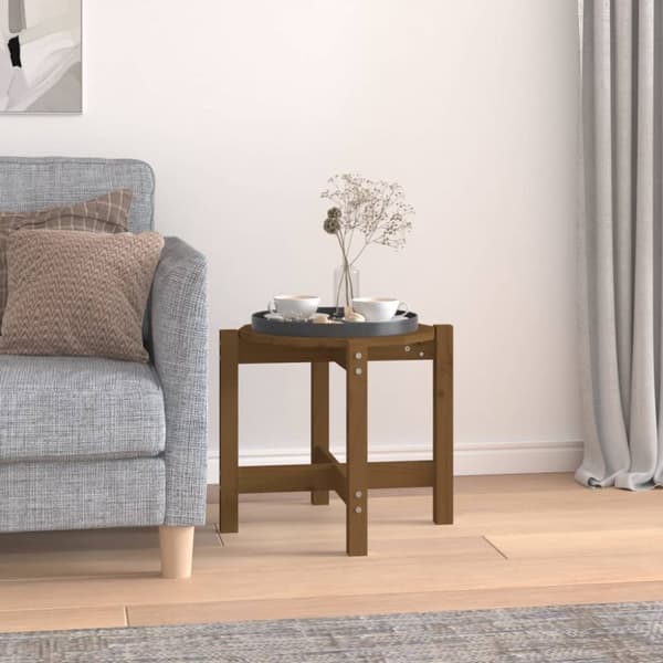 Soffbord honungsbrun Ø 52,5x45 cm massiv furu