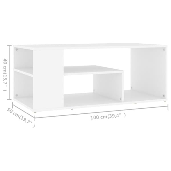 Soffbord vit 100x50x40 cm konstruerat trä