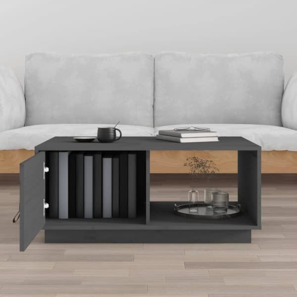 Sohvapöytä harmaa 80x50x35,5 cm täysi mänty