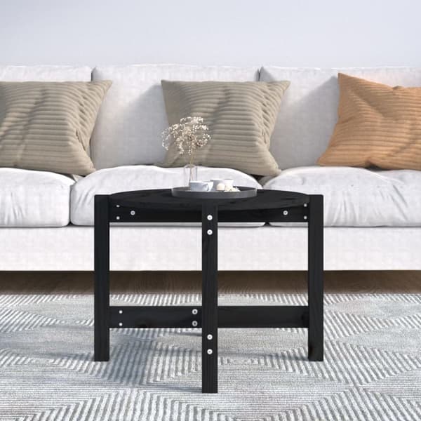 Soffbord svart Ø 62,5x45cm massiv furu