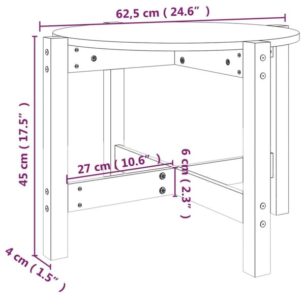 Soffbord svart Ø 62,5x45cm massiv furu